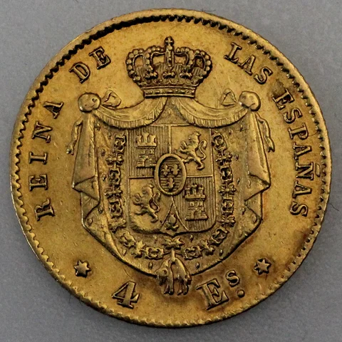 4 Escudos Goldmünze Spanien 1867