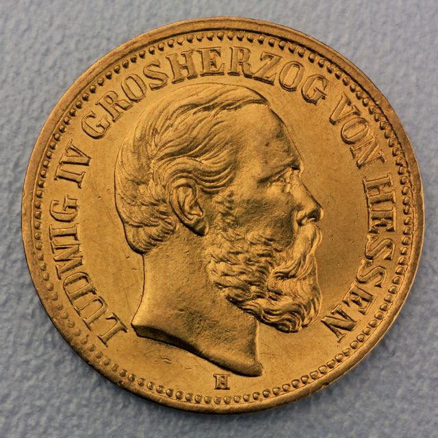 5 Reichsmark Goldmünze Ludwig IV - Hessen - Prägejahr 1877 Jäger Nr. 218