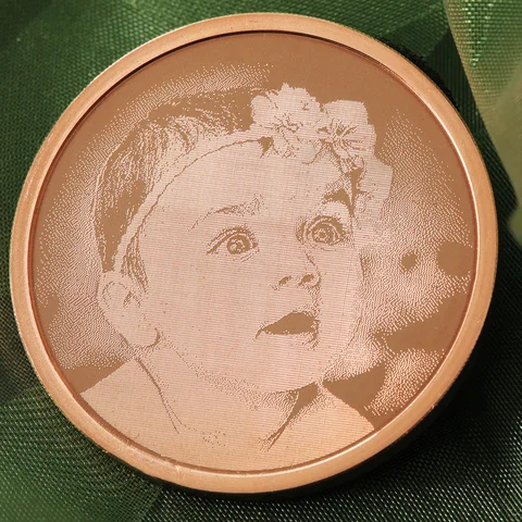 Kupfermedaille mit Fotogravur 
