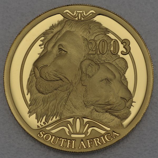 Goldmünze Südafrika Natura Serie Wildcats of Afrika 2003 - 2teiliges Prestige-Set Löwen Rückseite