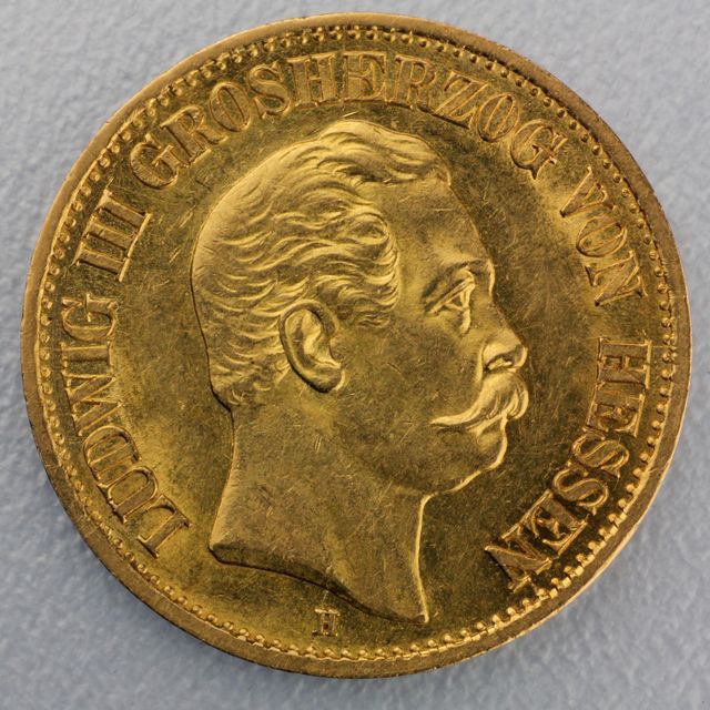 10 Reichsmark Goldmünze Ludwig III - Hessen - Prägejahre 1872, 1873 Jäger Nr. 213