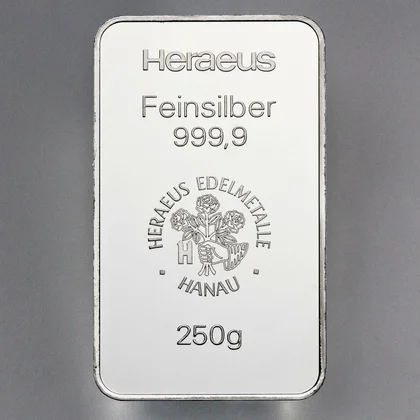 250 Silberbarren geprägt