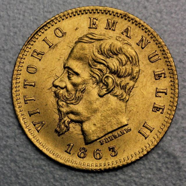 5 Lire Goldmünze Italien Vittorio Emanuele II