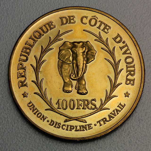100 Francs Goldmünze Republique de Cote D&#039;Ivoire
