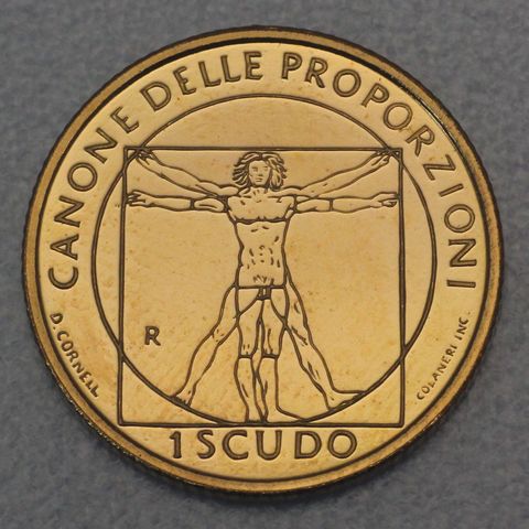 1 Scudo Goldmünze San Marino 1998 - Vitruvianische Mensch von Leonardo da Vinci