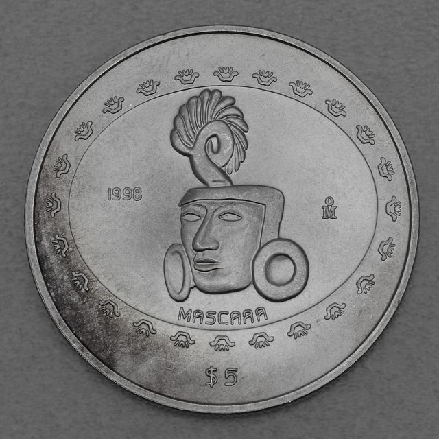 Silbermünze 1oz Mexiko Präkolumbische Kulturen - Teotihuacan Maske 1998