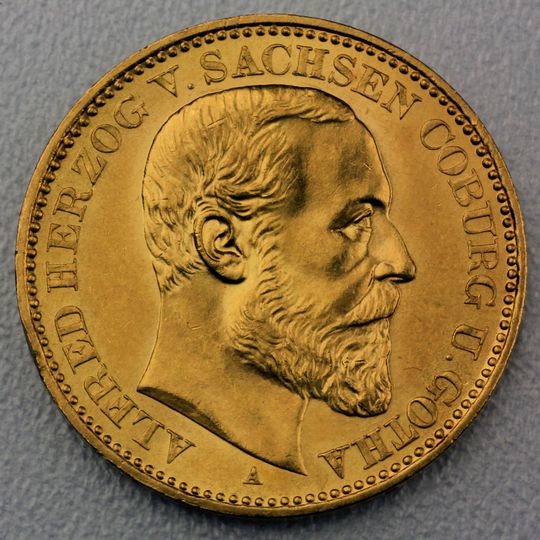 20 Reichsmark Goldmünze Alfred - Sachsen - Coburg und Gotha - Prägejahr 1895 Jäger Nr. 272