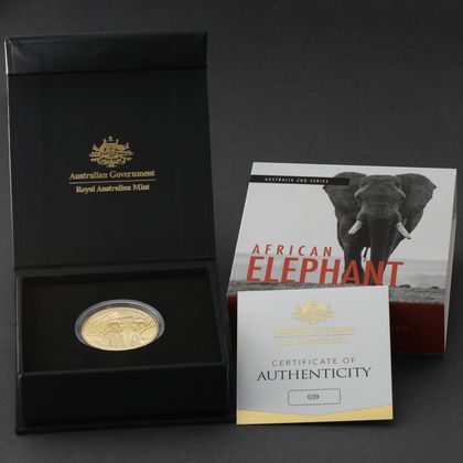 Australia Zoo, 1oz Goldmünze, Afrikanischer Elefant, 2022 mit Verpackung