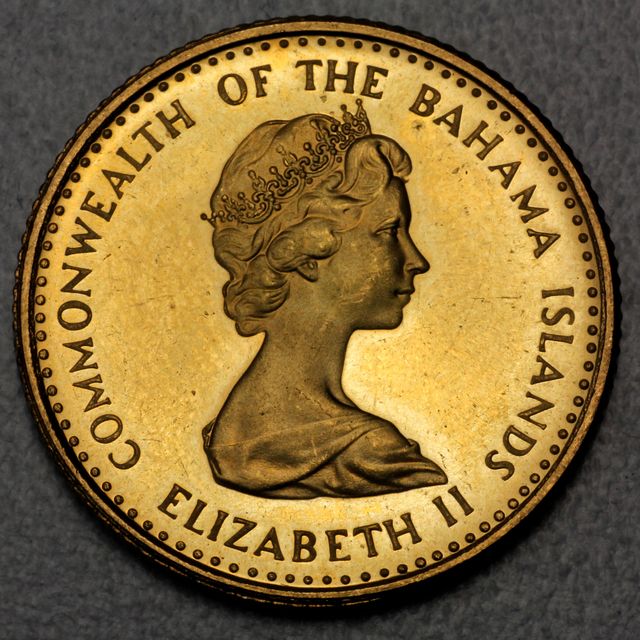 20 Dollars Goldmünze der Bahamas 1971 aus 7,988g 22K Gold