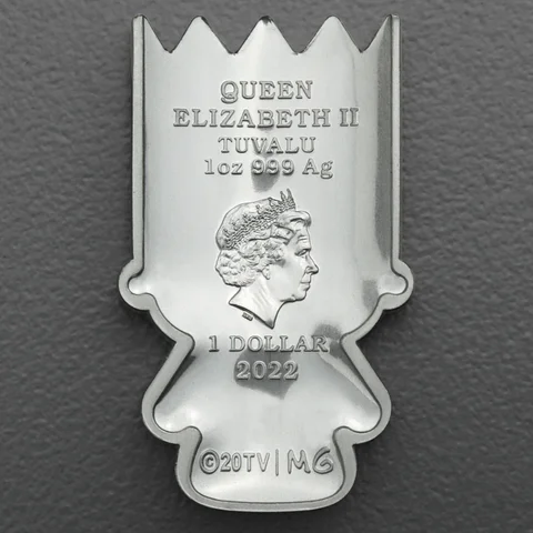Silbermünze Minted Mini Coin 1oz The Simpsons 2022 - Bart Simpson coloriert in Polierter Platte