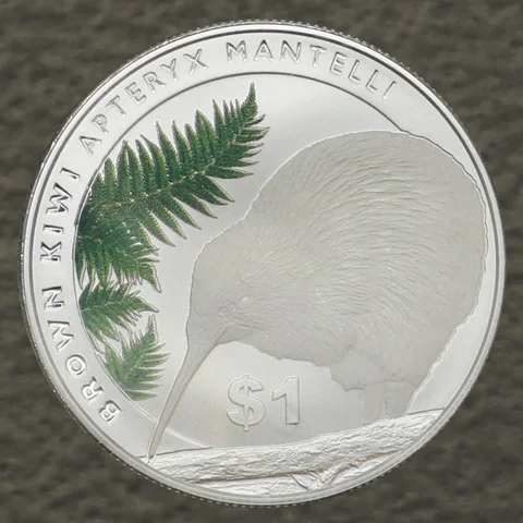 Silbermünze 1oz Neuseeland New Zealand Kiwi 2015 colorierte "Glow in the Dark"  Variante