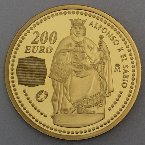 Goldmünze 200 Euro Spanien 2008 Alfons X.