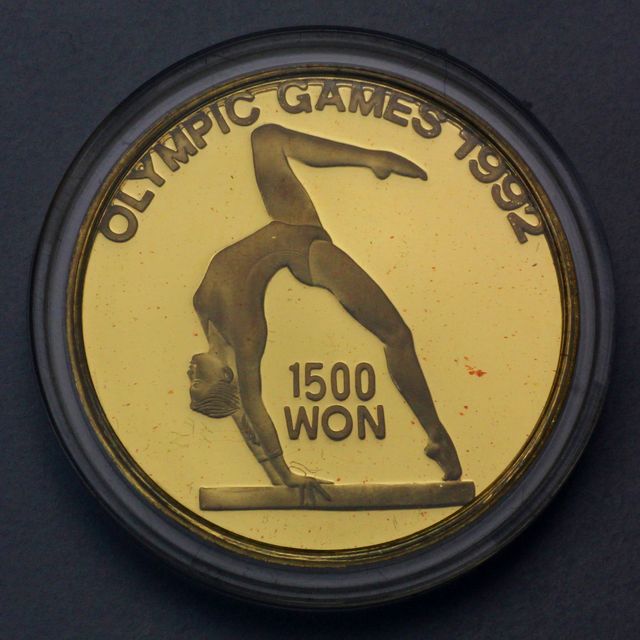 1500 Won Goldmünze Nord Korea 1992 Olympic Games 8g 999er Gold 1990