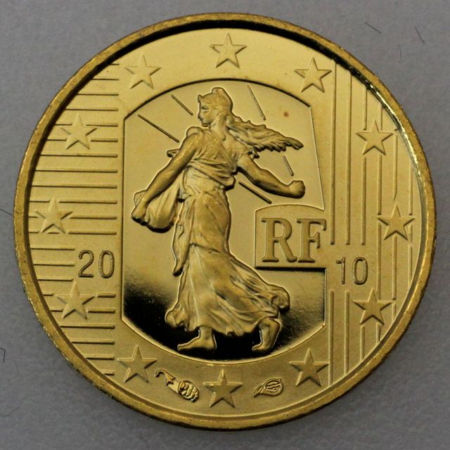 5 Euro Goldmünze Frankreich 2010 - 50ter Geburtstag des neuen France