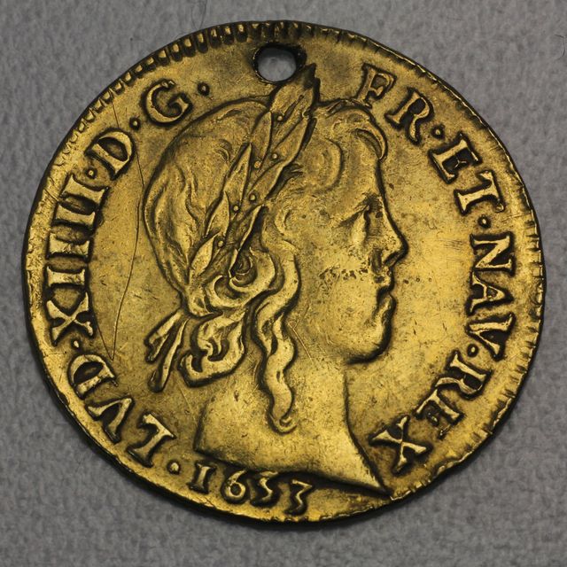 1 Louis d&#039;or Goldmünze 1653 Louis XIV