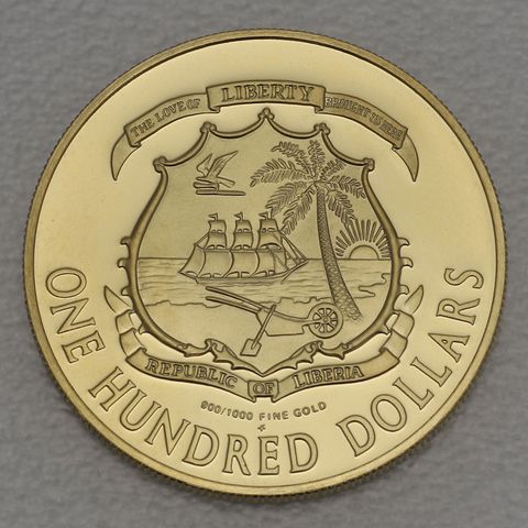 100 Dollars Goldmünze Liberia 1977 - 130. Geburtstag der Republik