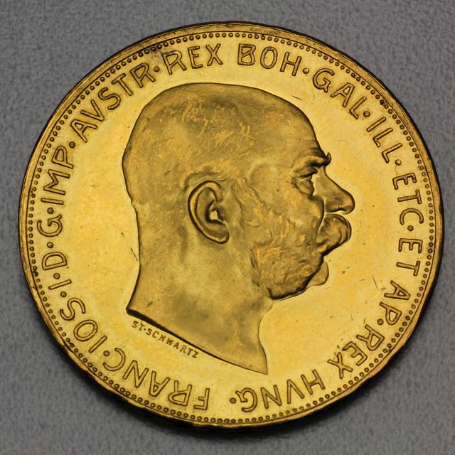 100 Kronen Goldmünze Österreich Version 1909-1915 Schwartz