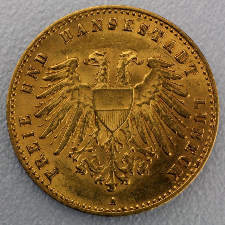 10 Reichsmark Goldmünze Lübeck - Prägejahre 1901, 1904 Jäger Nr. 227