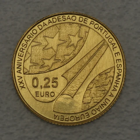 Goldmünze 0,25 Euro Portugal 2011 - EU-Beitritt Portugal