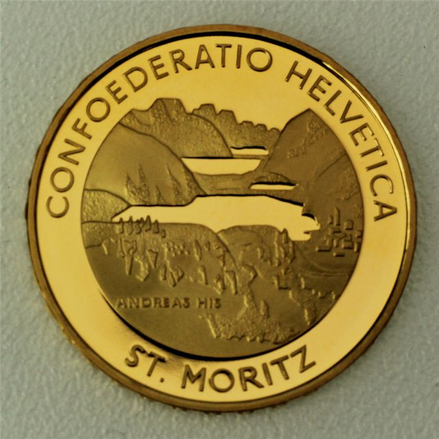 Goldmünze 50 Franken Schweiz 2003 - Ski WM St. Moritz