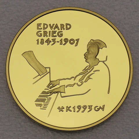 1500 Kronen Goldmünze Norwegen 1993 Edvard Grieg
