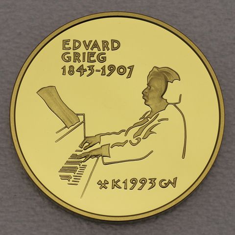1500 Kronen Goldmünze Norwegen 1993 Edvard Grieg