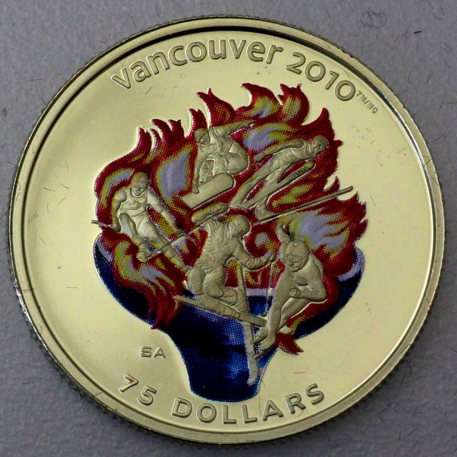 75 Dollars Goldmünze Kanada Wintersport Feuer 2009  (nur 416er Gold)
