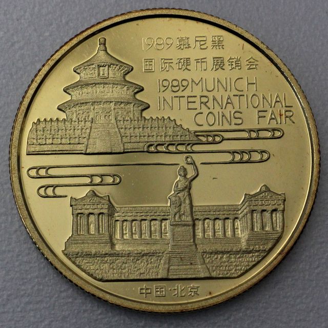 1/2oz Goldmedaille China Panda zur Munich International Coin Fair 1989