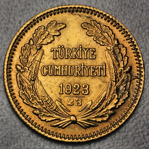 100 Kurus Goldmünze Türkei Inonu 1923-23
