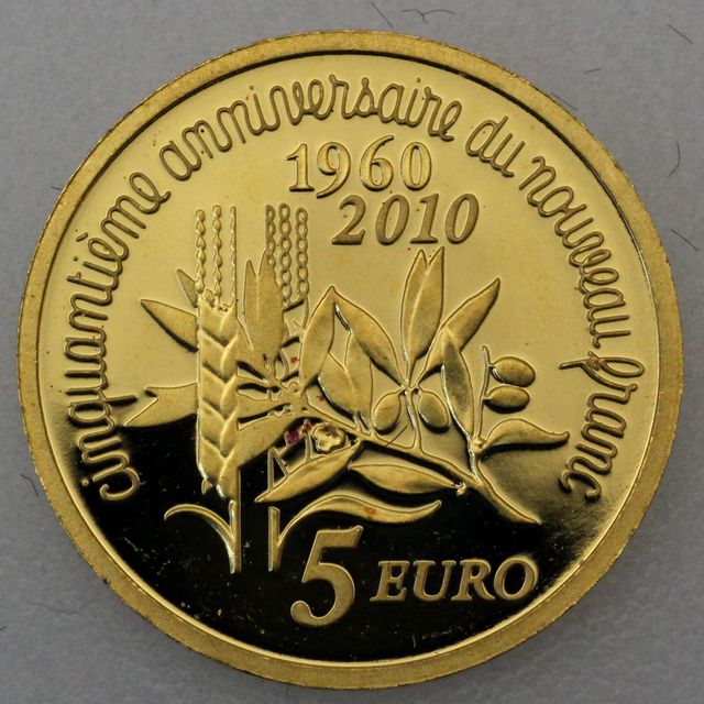 5 Euro Goldmünze Frankreich 2010 - 50ter Geburtstag des neuen France