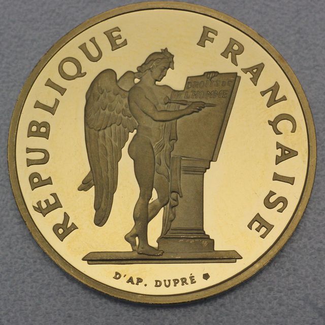 Goldmünze 100 Francs Frankreich 1989 - Menschenrechte