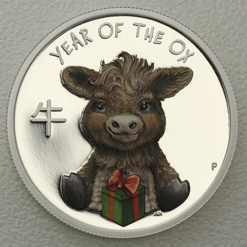 Silbermünze 1/2oz Tuvalu Baby Lunar 2021 - Ochse