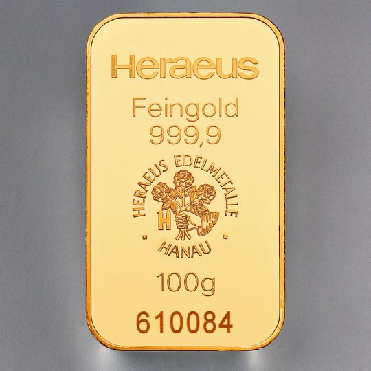 100g Goldbarren Heraeus