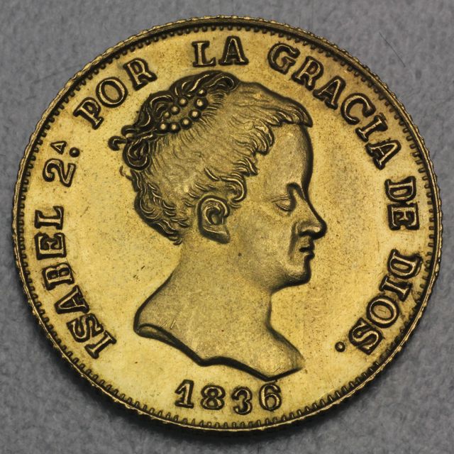 80 Reales Goldmünze Spanien 1836