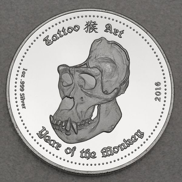 Silbermünze 1oz Ghana 2016 - Year of the Monkey
