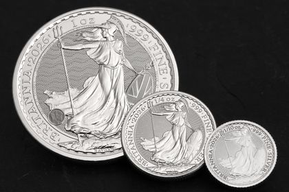 Größenübersicht der Britannia-Silbermünzen 2026