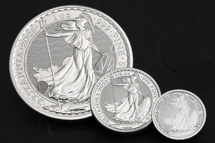 Größenübersicht der Britannia-Silbermünzen 2026