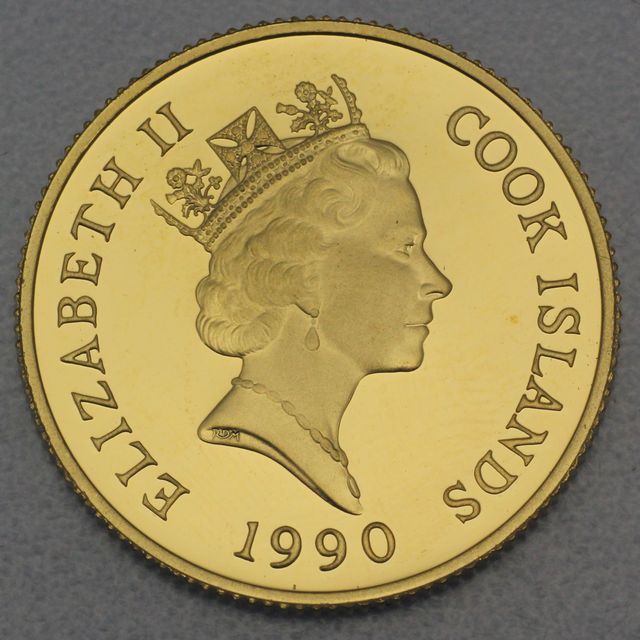 250 Dollar Cook Island Gedenkmünze 1990