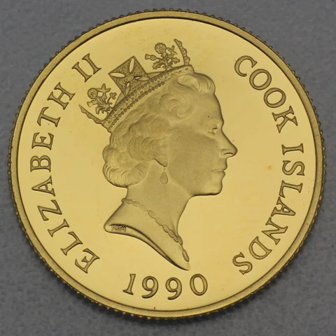 250 Dollar Cook Island Gedenkmünze 1990