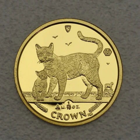 Goldmünze 1/10oz Isle of Man Cat Katzen 2002 - Bengal Cat & Kitten