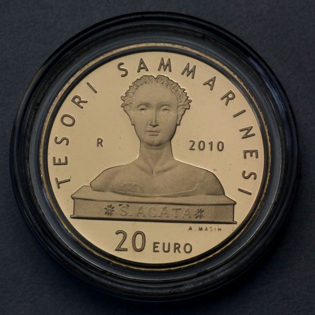 20 Euro Goldmünze San Marino 2010 Temperabild des Heiligen Marino