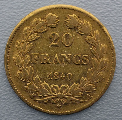Goldmünze Louis Philippe I mit Kranz 20 Francs