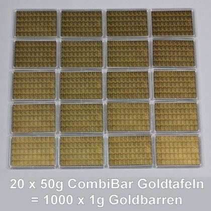 Investmentpaket aus 20 x 50g Goldtafeln