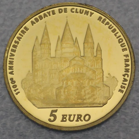 Goldmünze 5 Euro Frankreich 2010 - 1100 Geburtstag Abbaye de Cluny