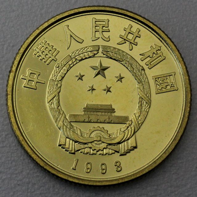 100 Yuan Goldmünze China 1993 Mao Zedong 11,318g 22K Gold