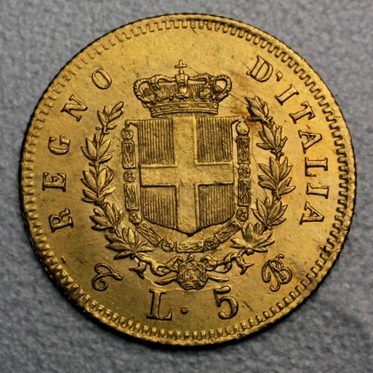 5 Lire Goldmünze Italien Vittorio Emanuele II