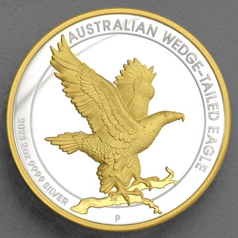 Silbermünze 2oz Australian Wedge-Tailed Eagle 2023 vergoldet / gilded