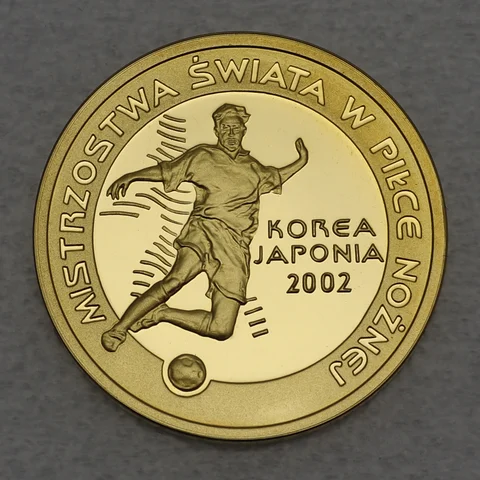 Goldmünze 100 Zloty Polen 2002 - Fußball FIFA WM 2002 Japan/Südkorea