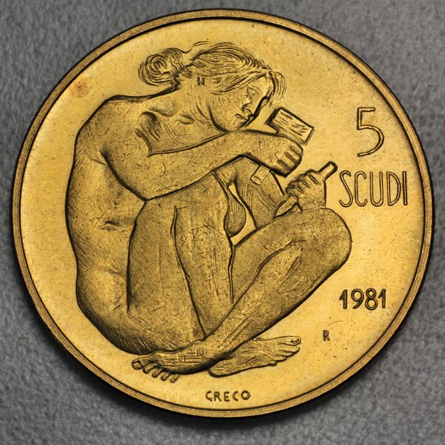 5 Scudi Goldmünze San Marino 1981