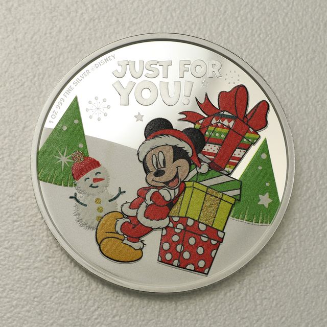 Silbermünze 1oz Niue Mickey Mouse 2021 - Merry Christmas coloriert